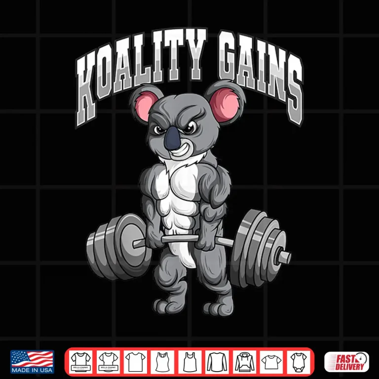 Design Koality Gains Fitness Gym Koala Bodybuilding Animal Graphic Shirt