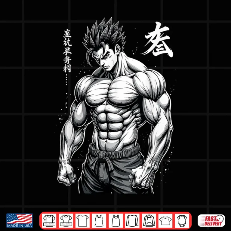 Design Powerlifter Japanese Anime Style Muscle Bodybuilder Gym Shirt