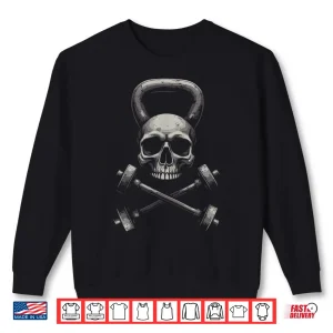 Sweatshirt Skull Barbell And Kettlebell Weightlifting Gym Powerlifter Shirt