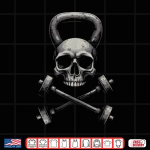 Design Skull Barbell And Kettlebell Weightlifting Gym Powerlifter Shirt