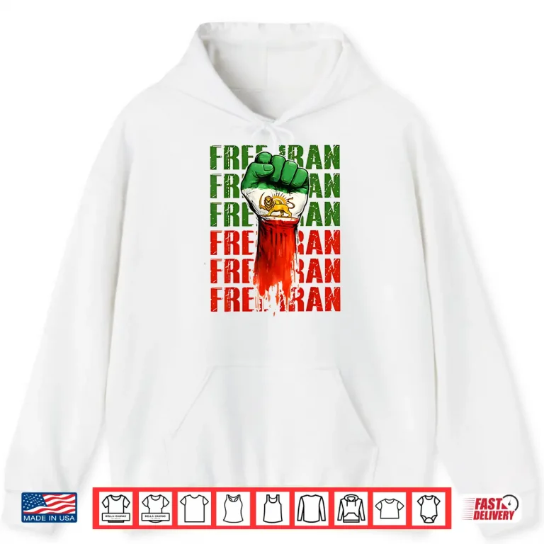 Hoodie Free Iran Symbol Flag Heartbeat Freedom Love Shirt