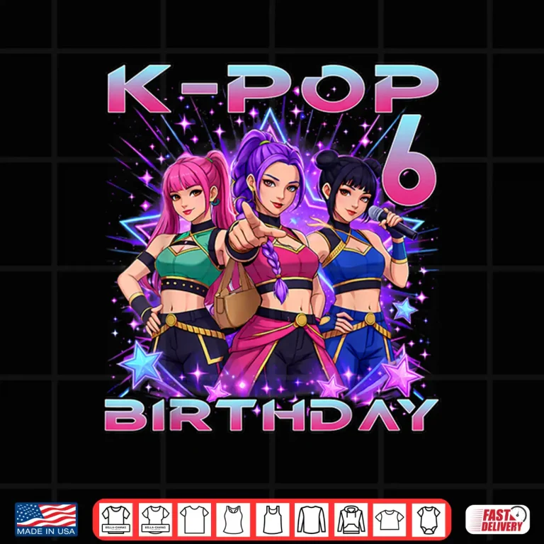 Design 6th Birthday K pop 6 Year Old Korean Music Birthday Kpop Shirt