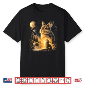 Bunny Howling To The Moon Vintage 90S Animal Easter Day Shirt