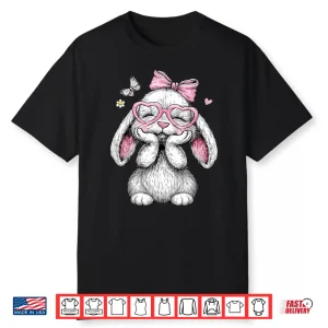 Girls Easter Cute Bunny Face Pink Easter Kids Toddler Girls Shirt