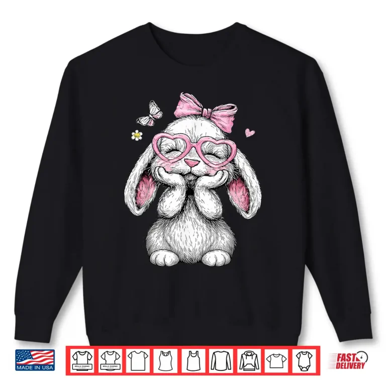 Sweatshirt Girls Easter Cute Bunny Face Pink Easter Kids Toddler Girls Shirt