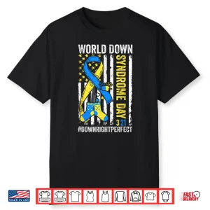 World Down Syndrome Day 3 12 Awareness Support T21 Usa Flag Shirt