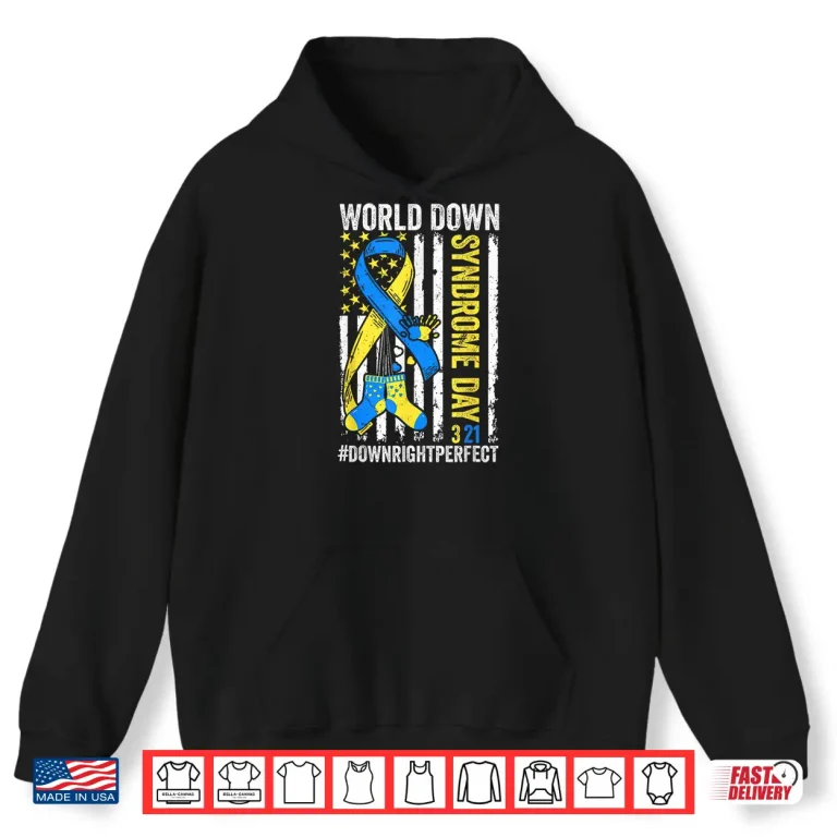 Hoodie World Down Syndrome Day 3 12 Awareness Support T21 USA Flag Shirt