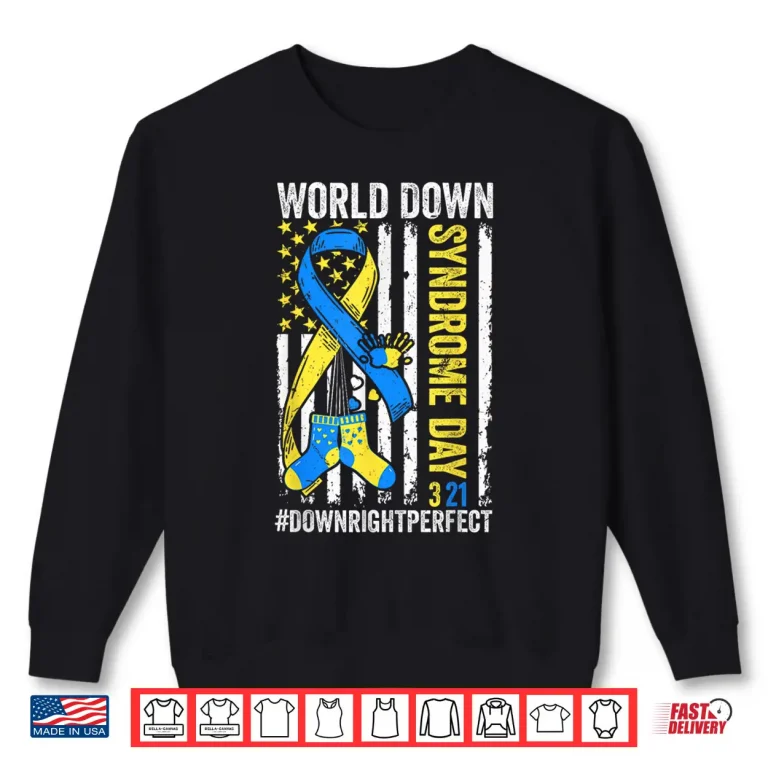 Sweatshirt World Down Syndrome Day 3 12 Awareness Support T21 USA Flag Shirt