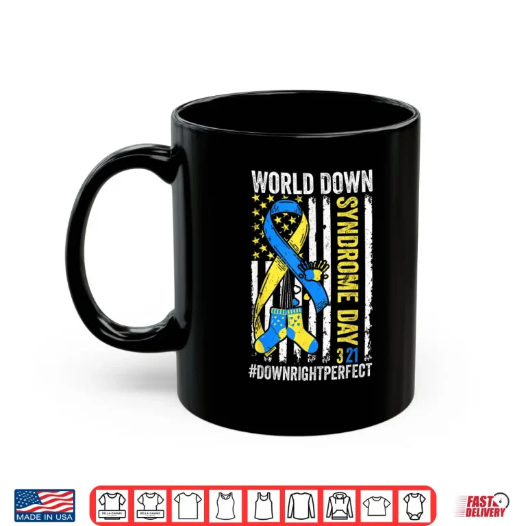 Mug World Down Syndrome Day 3 12 Awareness Support T21 USA Flag Shirt