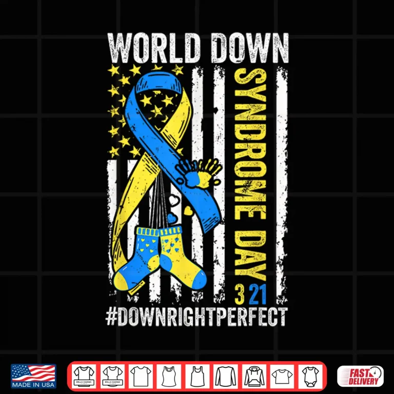 Design World Down Syndrome Day 3 12 Awareness Support T21 USA Flag Shirt