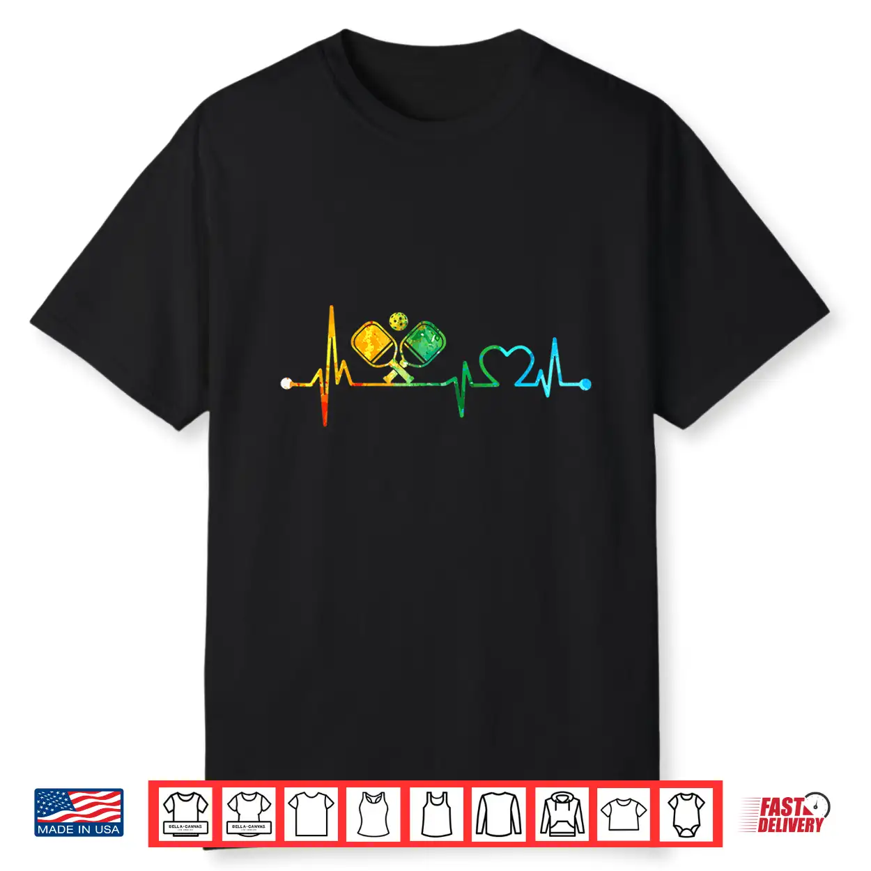 Paddle Heartbeat Pickleball Professional Vintage Colors Funny Shirt