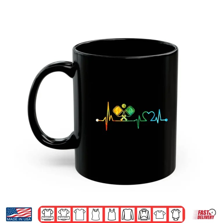 Mug Paddle Heartbeat Pickleball Professional Vintage Colors Funny Shirt