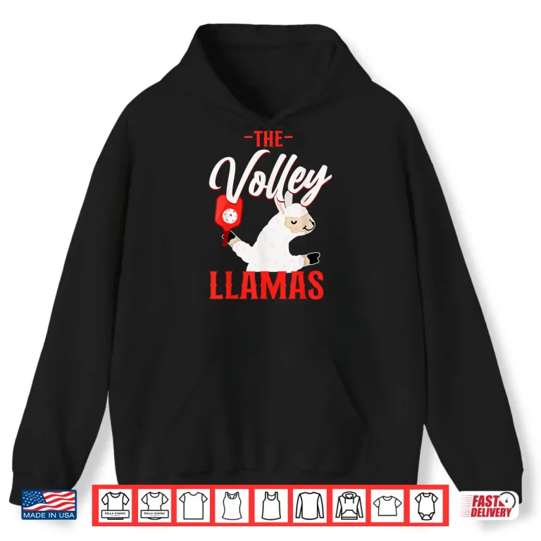 Hoodie The Volley Llamas Pickleball Llama Animal Graphic Shirt