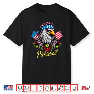 Eagle Mullet Pickleball Fourth Of July Usa Flag Patriotic Shirt