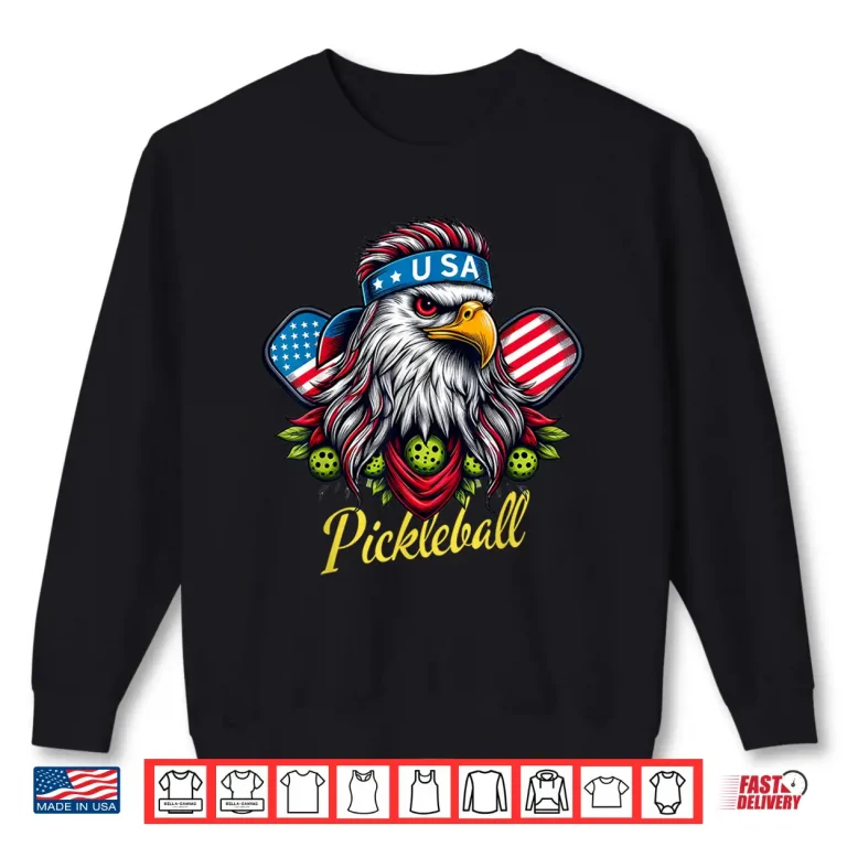 Sweatshirt Eagle Mullet Pickleball Fourth Of July USA Flag Patriotic Shirt
