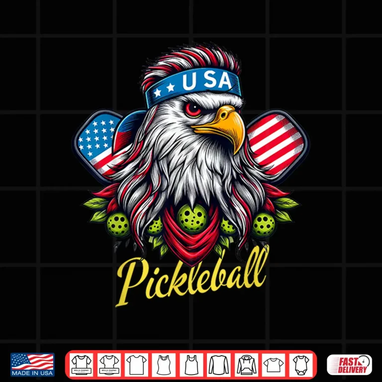 Design Eagle Mullet Pickleball Fourth Of July USA Flag Patriotic Shirt
