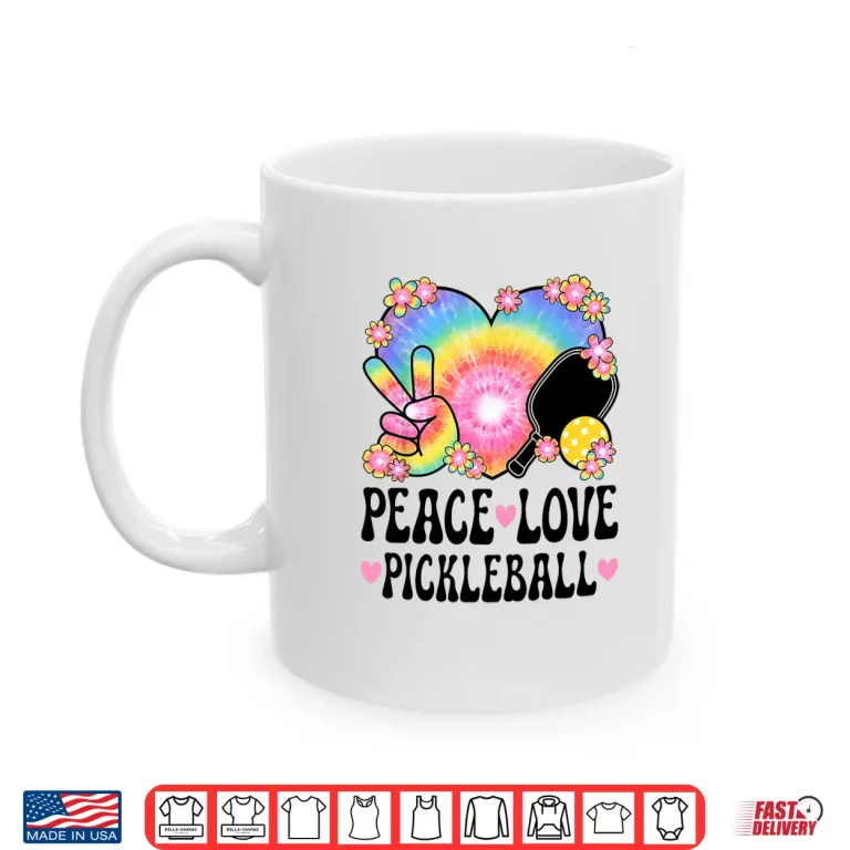 Mug Peace Love Pickleball Lover Sixty Seventies Hippie Retro Shirt