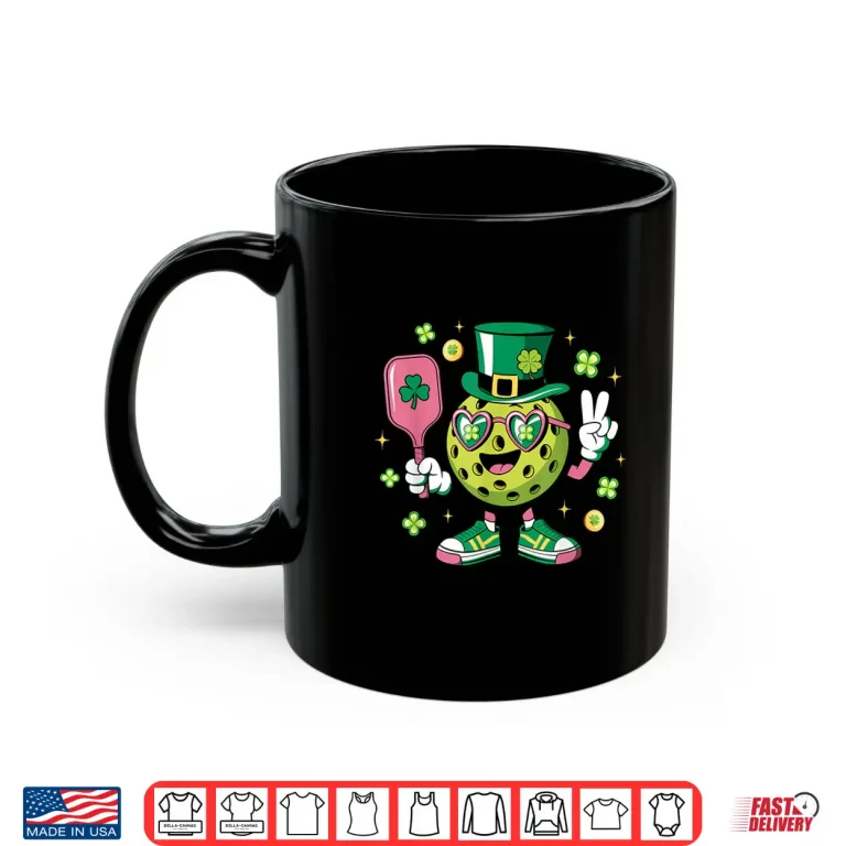 Mug Saint Patricks Day Pickleball Lucky Irish Shamrock Humor Shirt