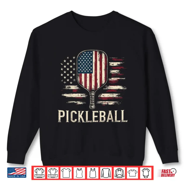 Sweatshirt US Flag Pickleball Player Retro Paddleball Patriotic Shirt