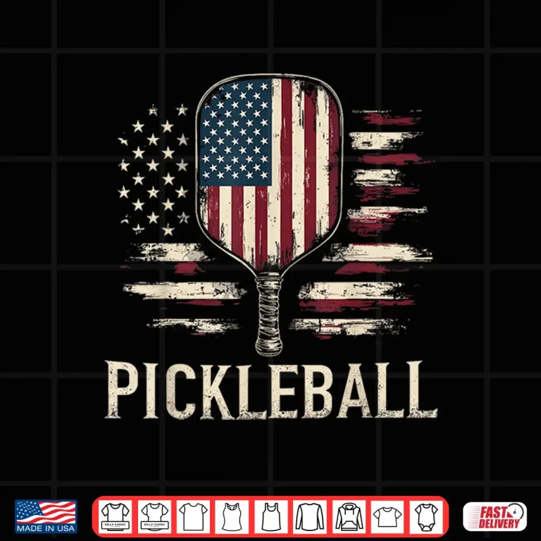 Design US Flag Pickleball Player Retro Paddleball Patriotic Shirt