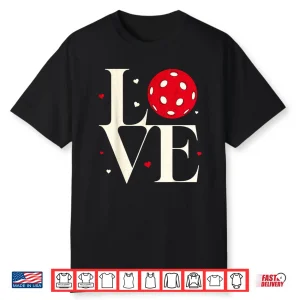 Cute Red Heart Pickleball Valentines Day Professional Graphic Shirt
