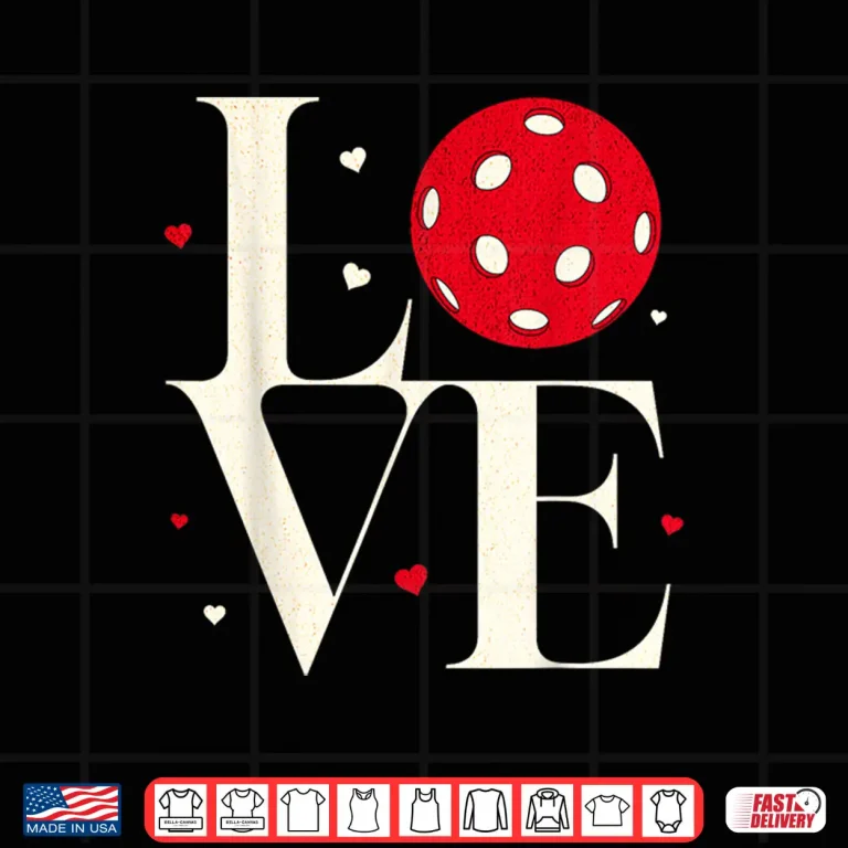Design Cute Red Heart Pickleball Valentines Day Professional Graphic Shirt