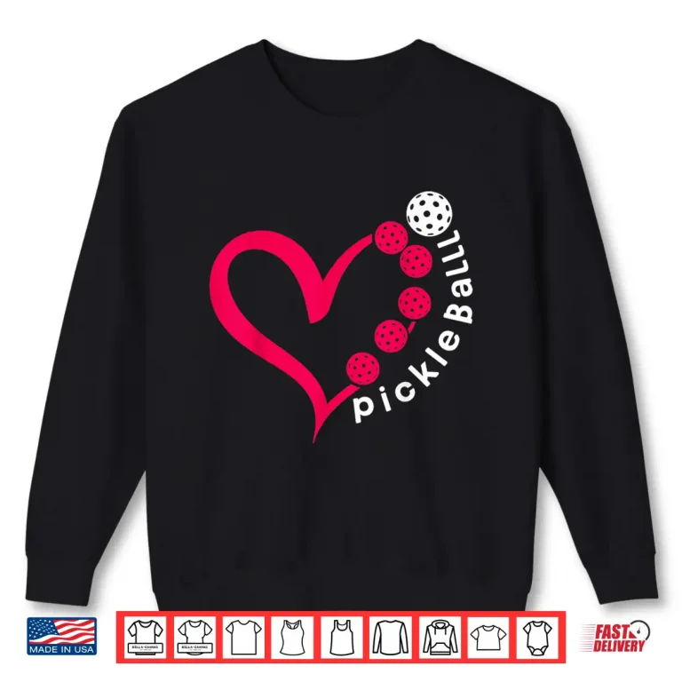 Sweatshirt Heart Design Pickleball Valentines Day Lover Graphic Shirt