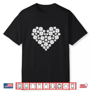 Love Heart Shape Pickleball Valentine Professional Graphic Funny Shirt