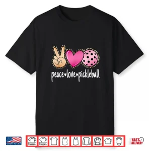Peace Love Leopard Print Pickleball Cute Lover Aesthetic Shirt