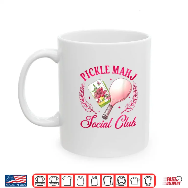 Mug Pickle Mahj Social Club Pickleball Mahjong Lover Humor Funny Shirt