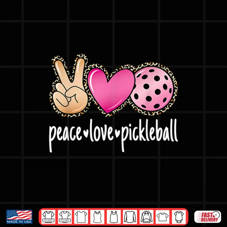 Design Peace Love Leopard Print Pickleball Cute Lover Aesthetic Shirt