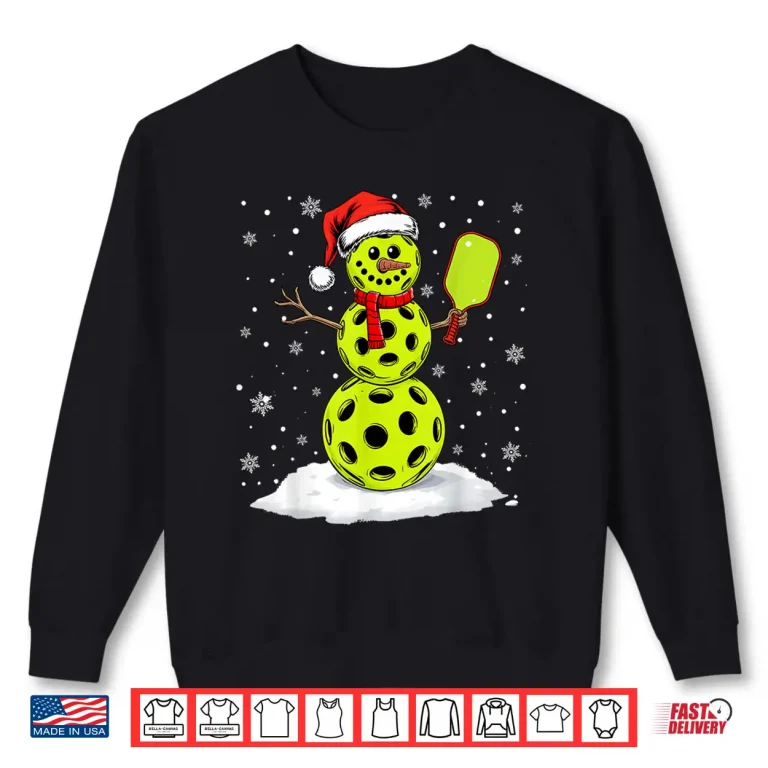 Sweatshirt Santa Hat Snowman Xmas Pickleball Lover Christmas Humor Funny Shirt