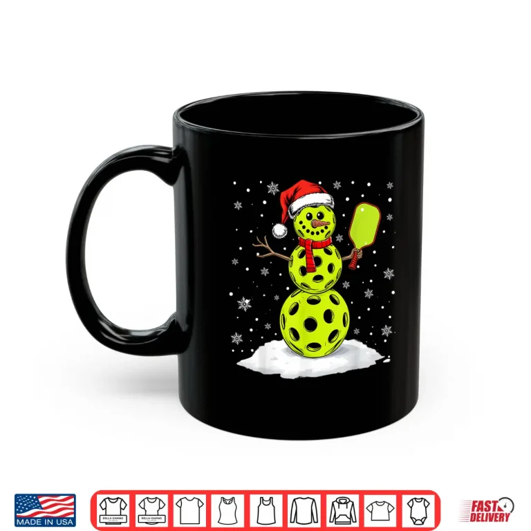 Mug Santa Hat Snowman Xmas Pickleball Lover Christmas Humor Funny Shirt