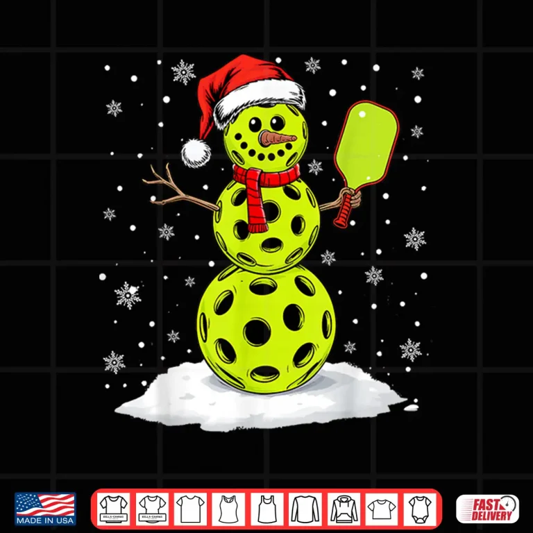 Design Santa Hat Snowman Xmas Pickleball Lover Christmas Humor Funny Shirt
