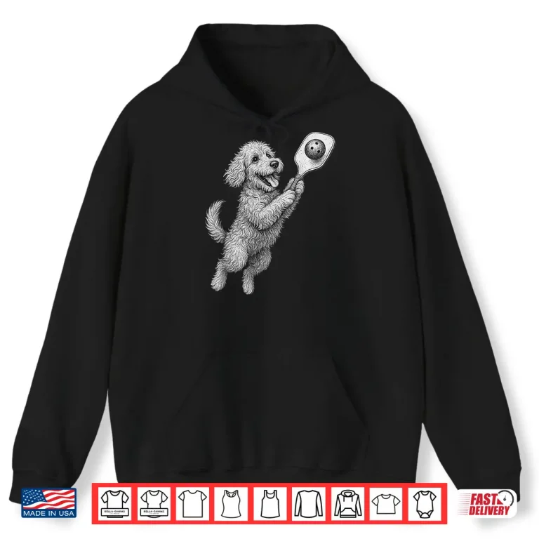 Hoodie Goldendoodle Playing Pickleball Sports Dog Lover Graphic Shirt