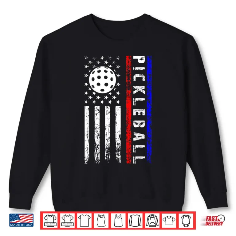 Sweatshirt Fourth Of July American Flag Pickleball USA Patriotic Graphic Shirt