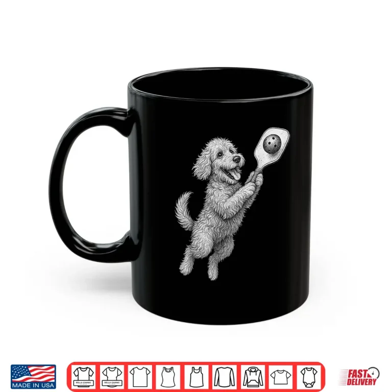 Mug Goldendoodle Playing Pickleball Sports Dog Lover Graphic Shirt