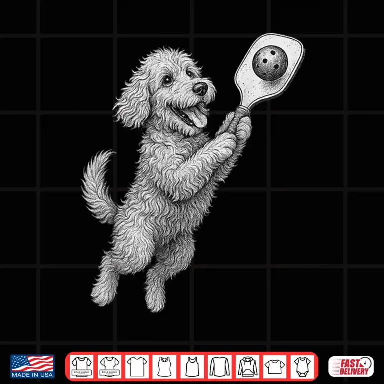Design Goldendoodle Playing Pickleball Sports Dog Lover Graphic Shirt