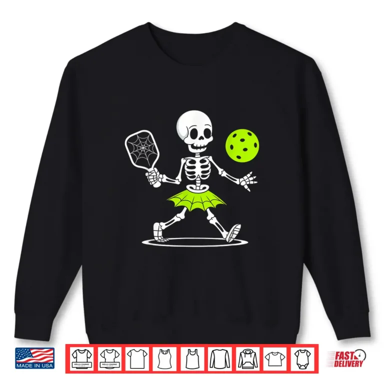 Sweatshirt Spooky Halloween Skeleton Pickleball Professional Graphic Shirt