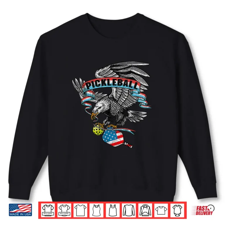 Sweatshirt USA American Flag Eagle Pickleball Player Patriotic Vintage Shirt