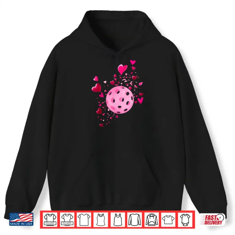 Hoodie Valentine Heart Pickleball Player Professional Graphic Shirt