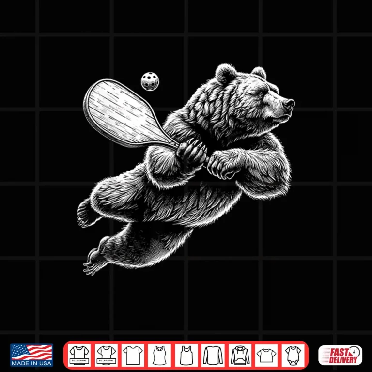 Design Bear Playing Pickleball Animal Graphic Professional Player Shirt