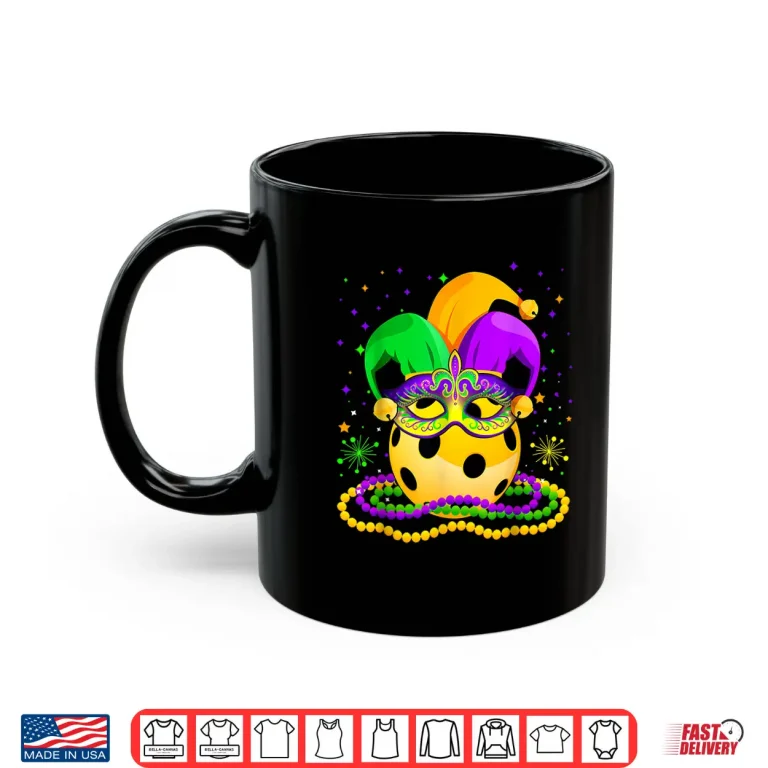 Mug Jester Hat Masked Beads Pickleball Mardi Gras Sport Shirt
