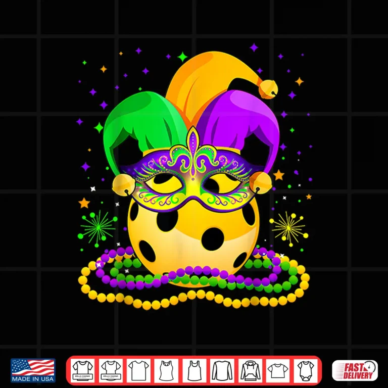 Design Jester Hat Masked Beads Pickleball Mardi Gras Sport Shirt