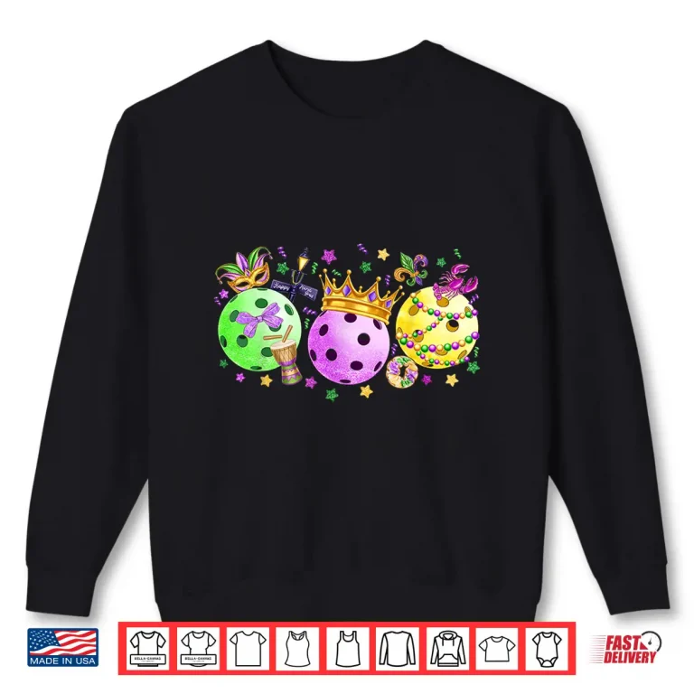 Sweatshirt Mardi Gras Beads Pickleball Jester Hat Professional Graphic Shirt