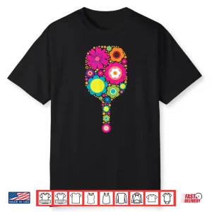 Sports Racket Paddle Flowers Pickleball Aesthetic Graphic Shirt