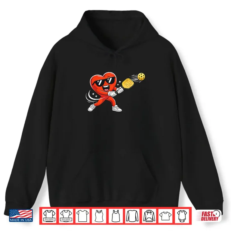 Hoodie Valentine Heart Sport Pickleball Valentines Day Graphic Shirt