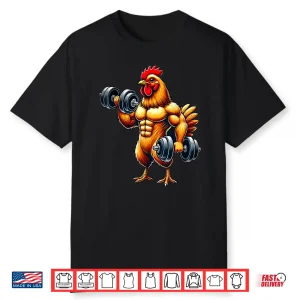 Chicken Powerlifting Weightlifting Gym Workout Animal Graphic Shirt