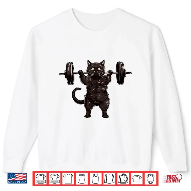 Sweatshirt Cat Workout Cat Deadlift Powerlifting Kitty Weightlifting Shirt