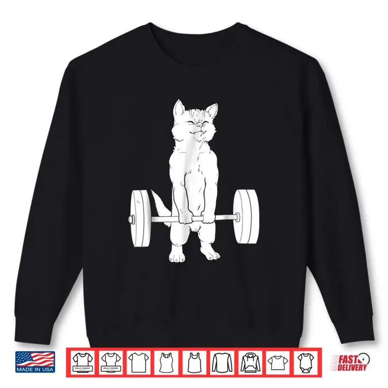 Sweatshirt Cat Deadlift Powerlifting Professional Athletic Graphic Shirt